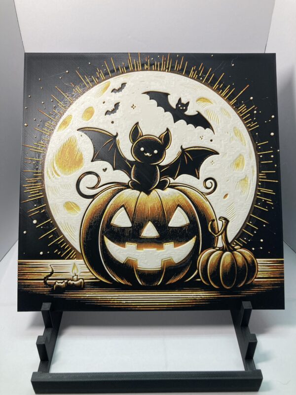 Halloween Pumpkin and Bats Wall Art/Hueforge
