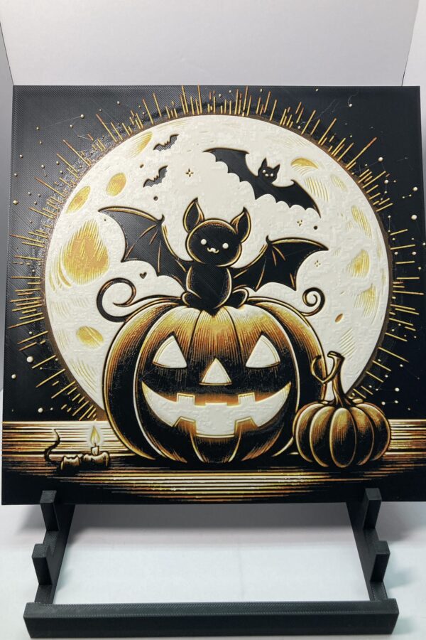 Halloween Pumpkin and Bats Wall Art/Hueforge