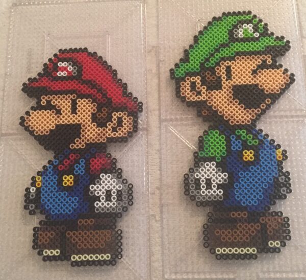 Paper Mario and Luigi Perler Bead