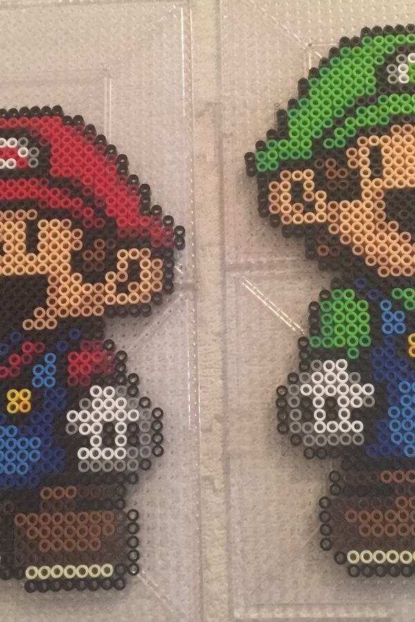 Paper Mario and Luigi Perler Bead