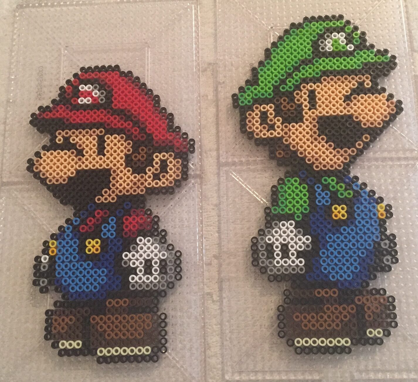 Paper Mario and Luigi Perler Bead