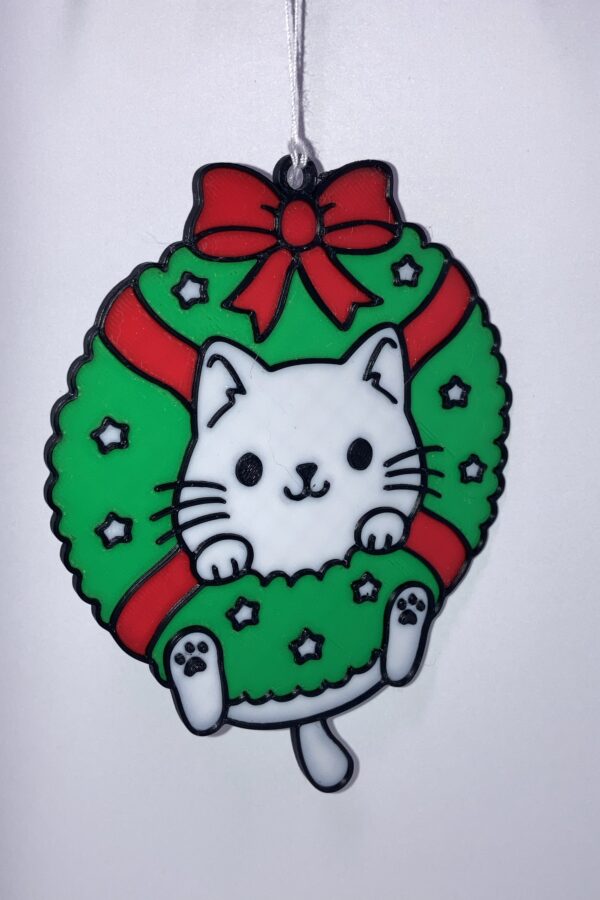 Christmas Wreath Cat Ornament
